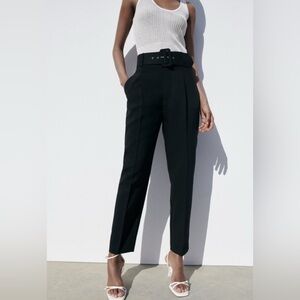 Zara pants with fabric-covered belt